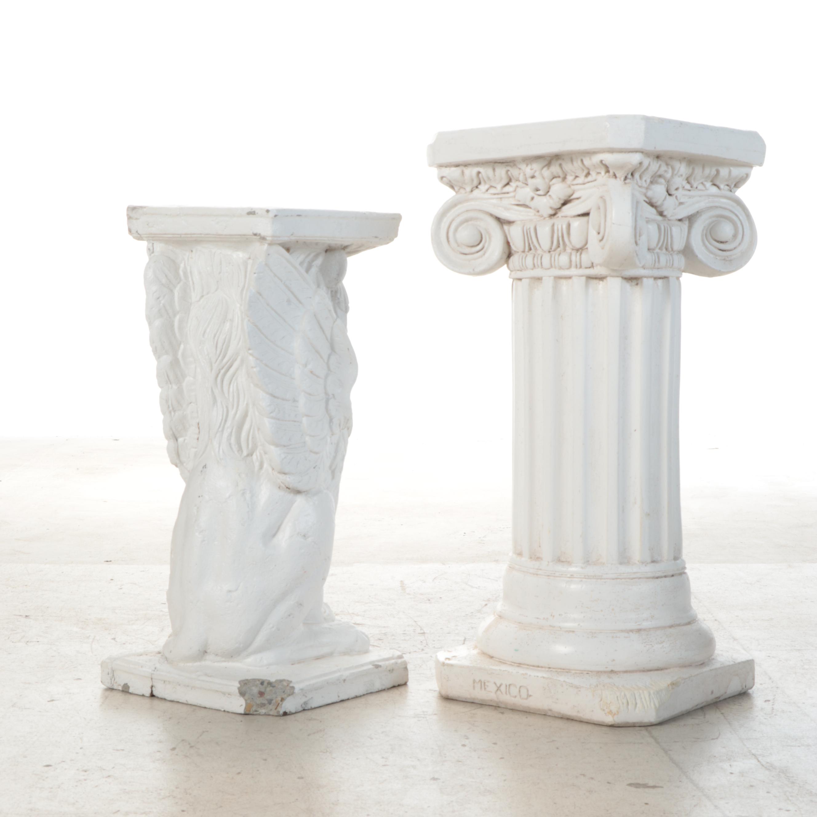 Plaster Column Pedestal with Concrete Garden Statues | EBTH