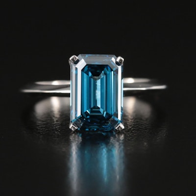 14K 2.22 CT Fancy Deep Blue Diamond Solitaire Ring