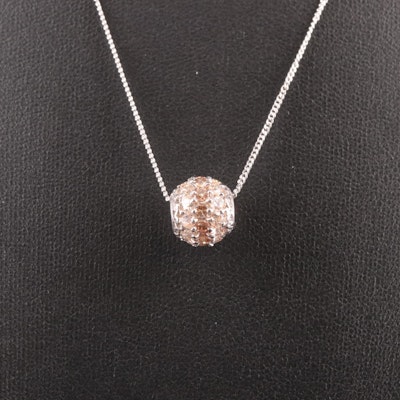 Sterling Cubic Zirconia Single Bead Necklace