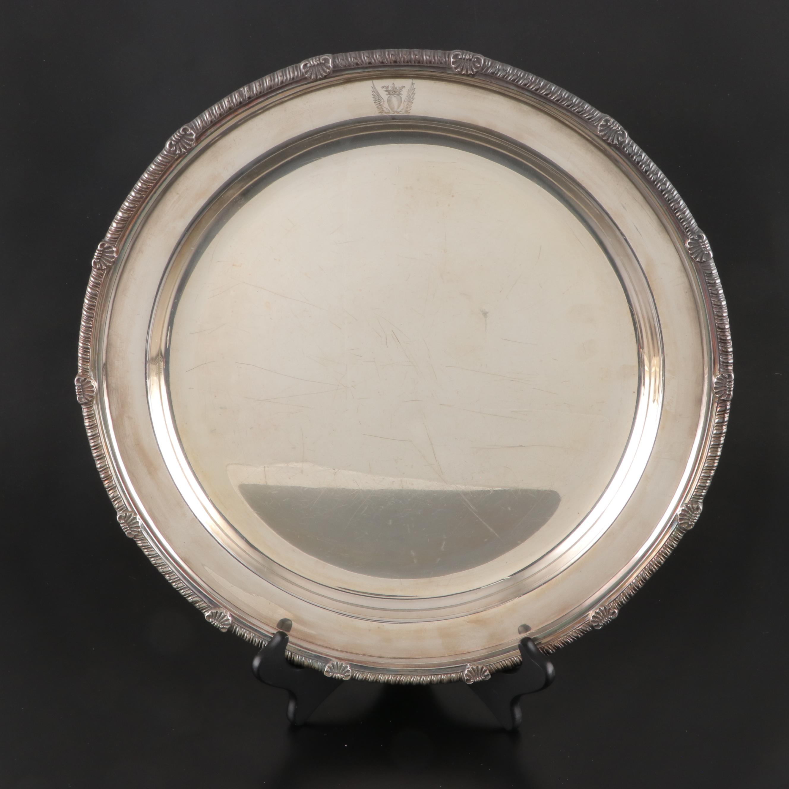 Gorham "Paul Revere" Silver Plate Serving Bowl with Oxford Silver Round