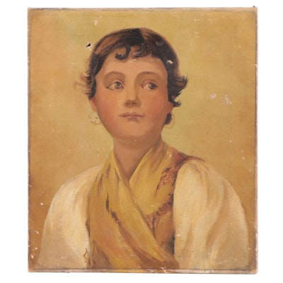 Continental School Portrait Oil Painting of a Traveler, 19th Century