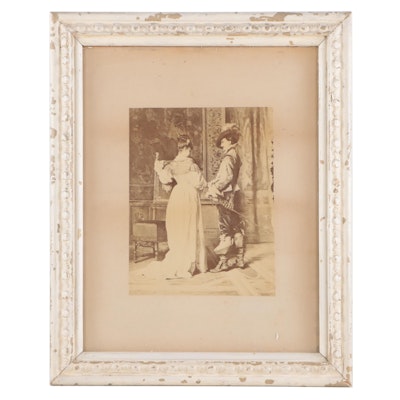 Albumen Silver Print of Woman and Cavalier