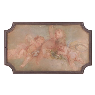 Academic Oil Painting of Lounging Putti, Circa 1900