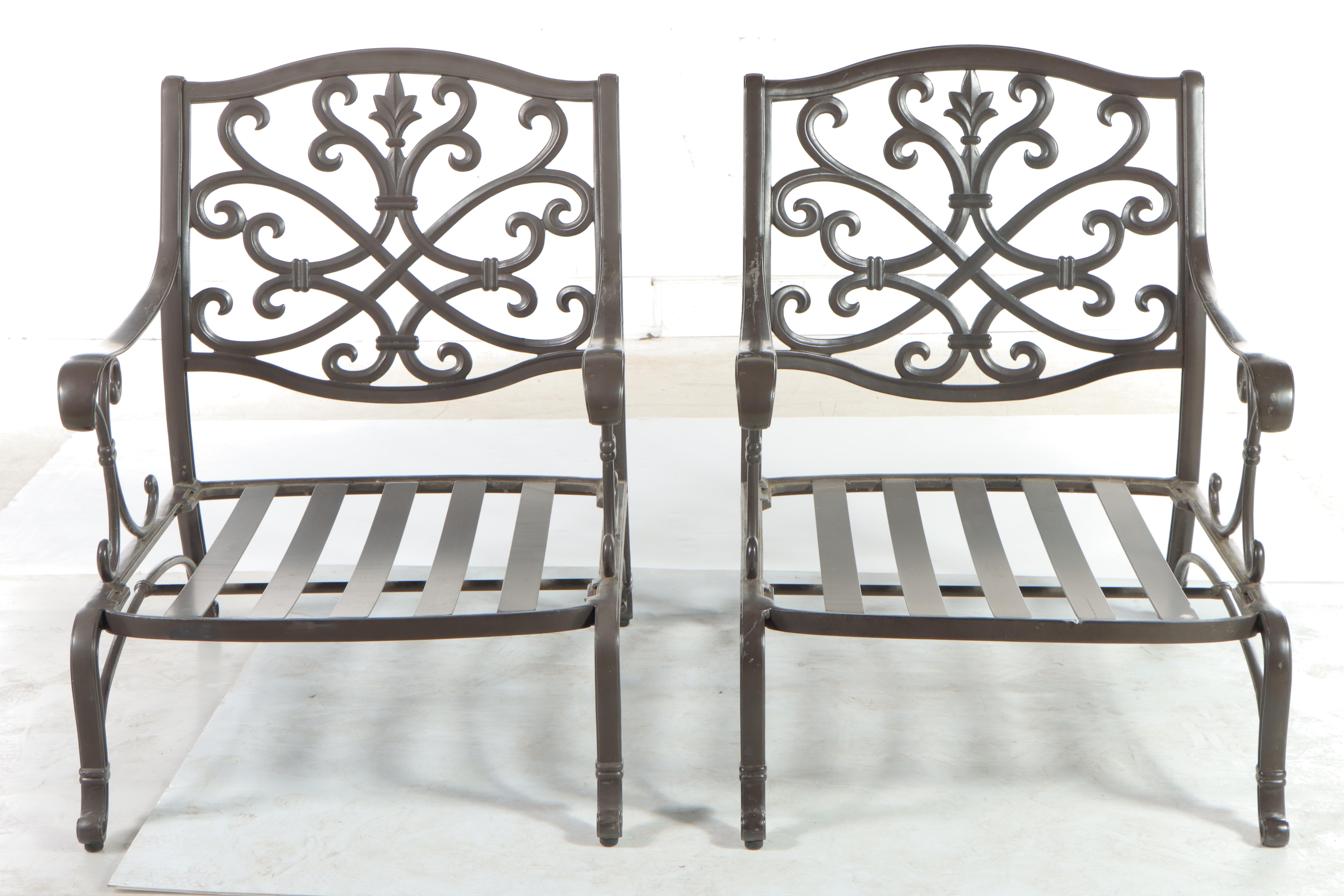 Pair of Frontgate Cast Aluminum Patio Lounge Chairs EBTH
