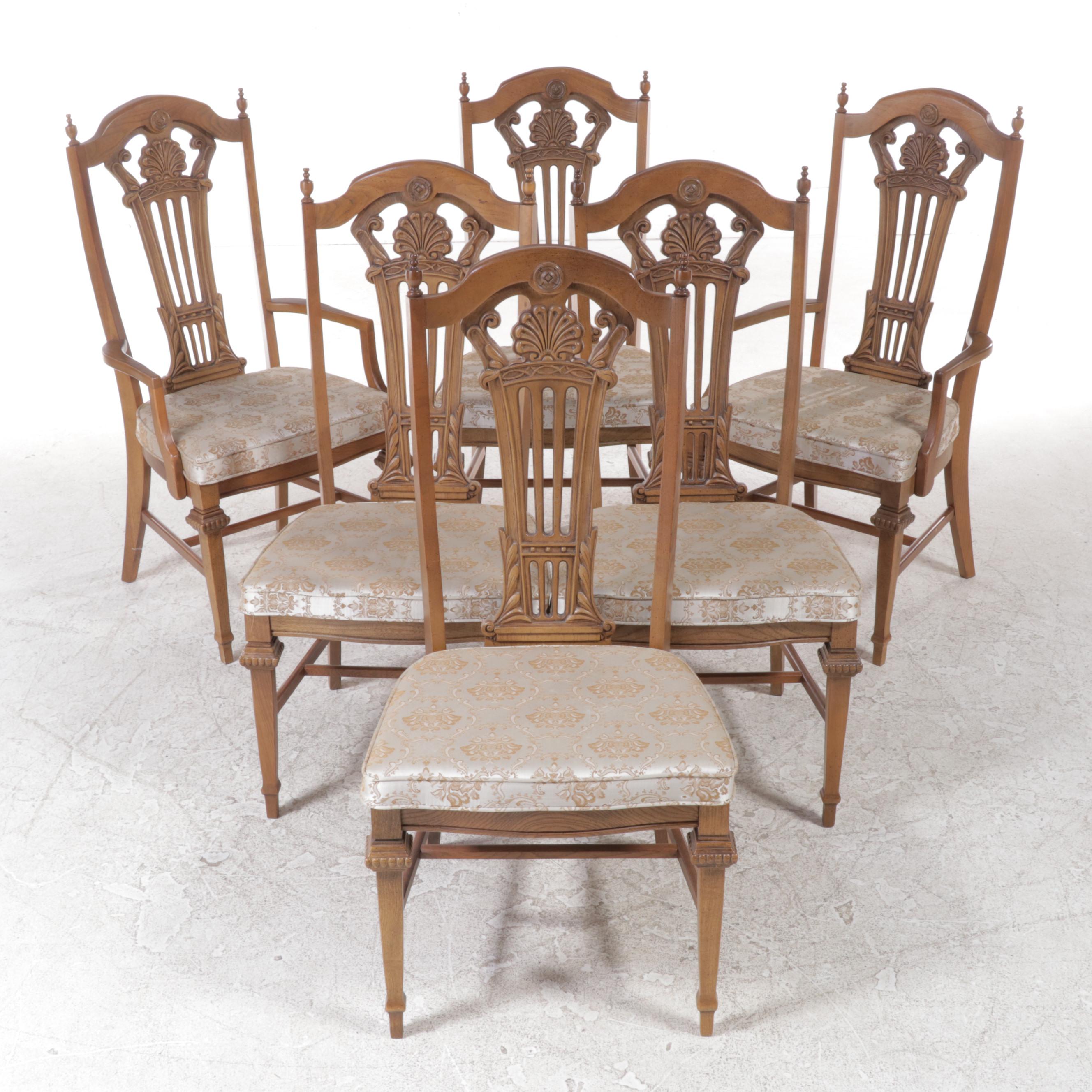 SevenPiece Bassett French Provincial Style WalnutFinished Dining Set