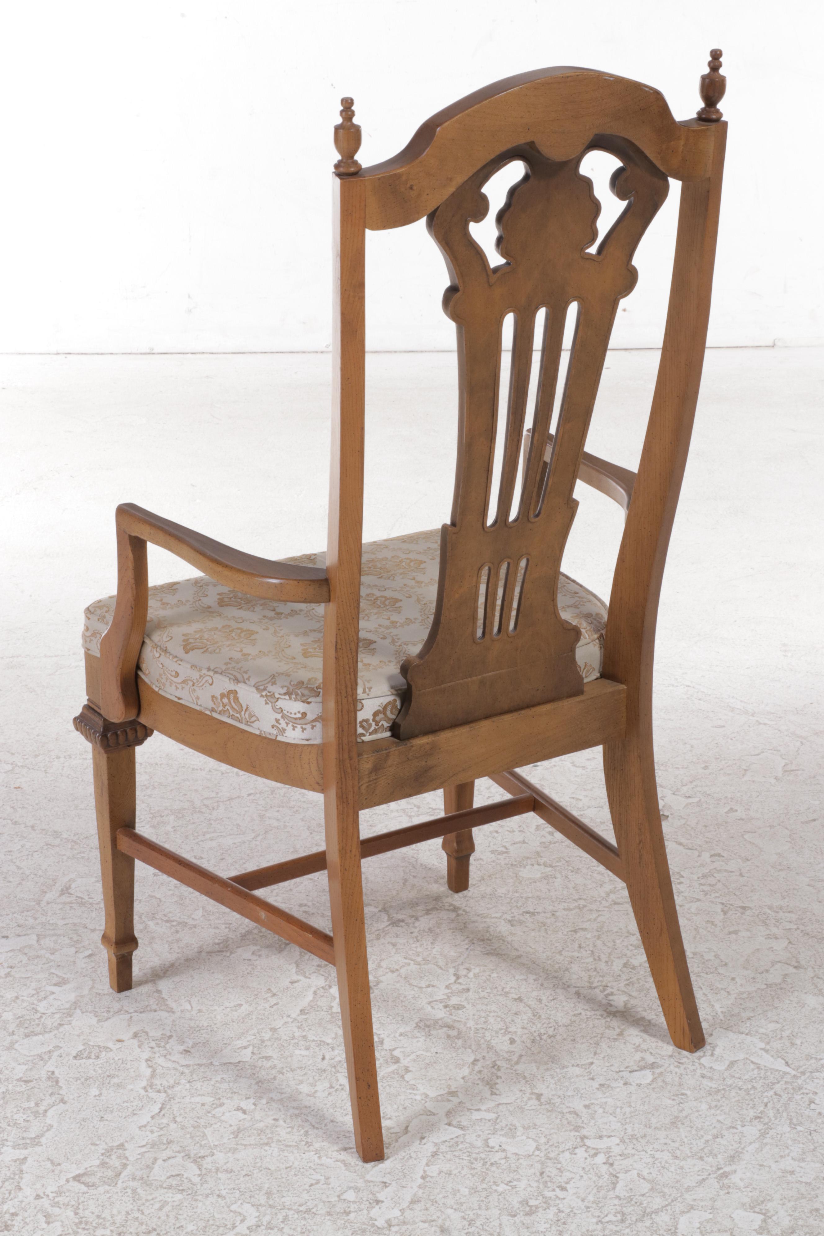 SevenPiece Bassett French Provincial Style WalnutFinished Dining Set