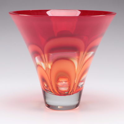 Waterford Crystal "Evolution" Red and Amber Flared Bowl, 2005–2016