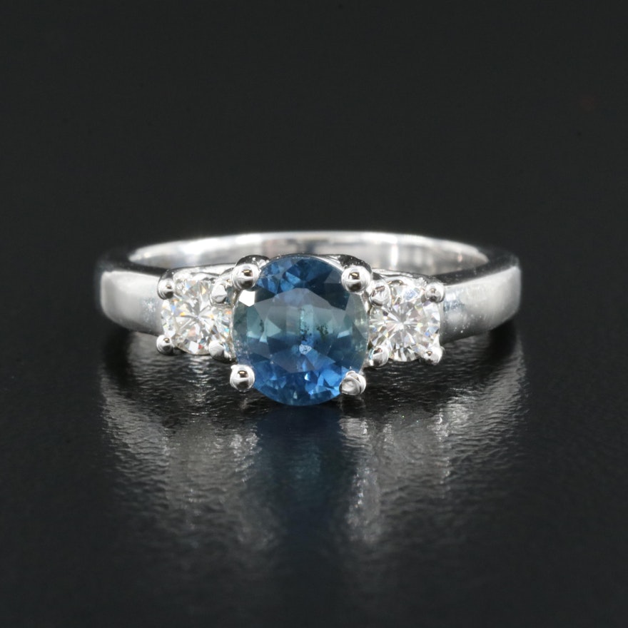 14K 1.27 CT Sapphire and Diamond Ring with GIA Report
