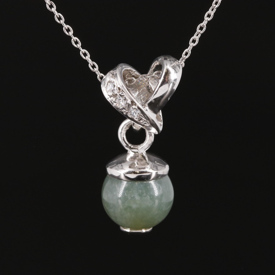 Sterling Chalcedony and Cubic Zirconia Pendant Necklace