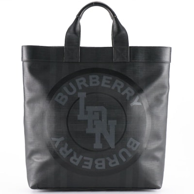 Burberry Tote in Logo Graphic London Check Coated Canvas