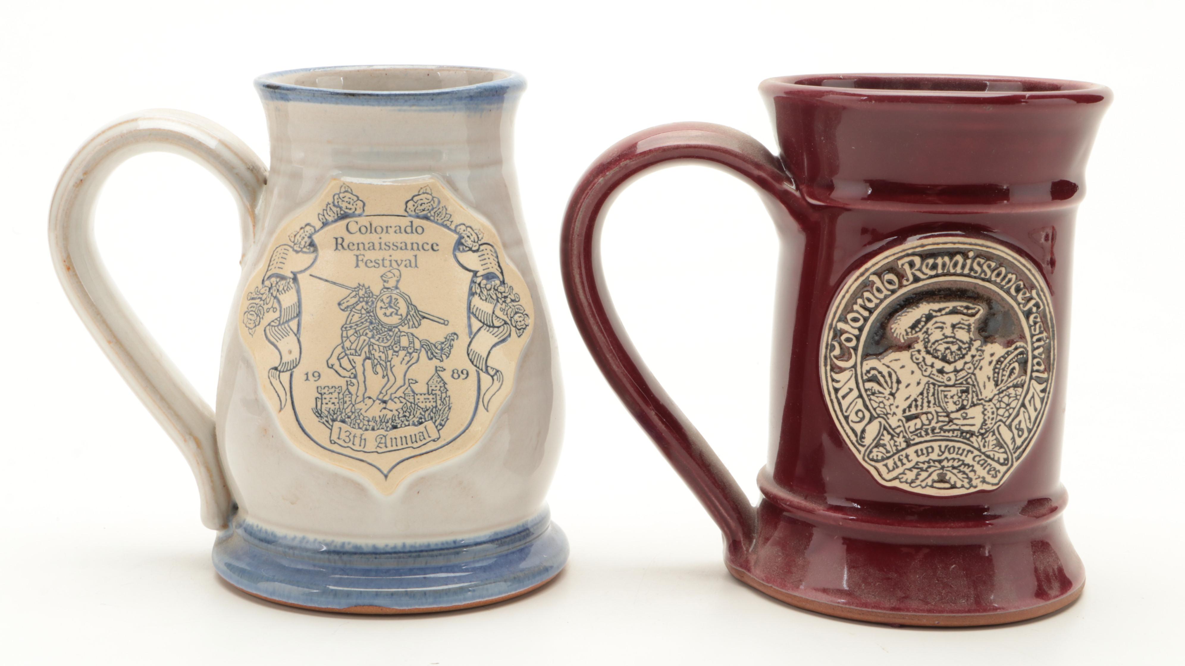 David Plute and Other Renaissance Festival Stoneware Souvenir Mugs EBTH