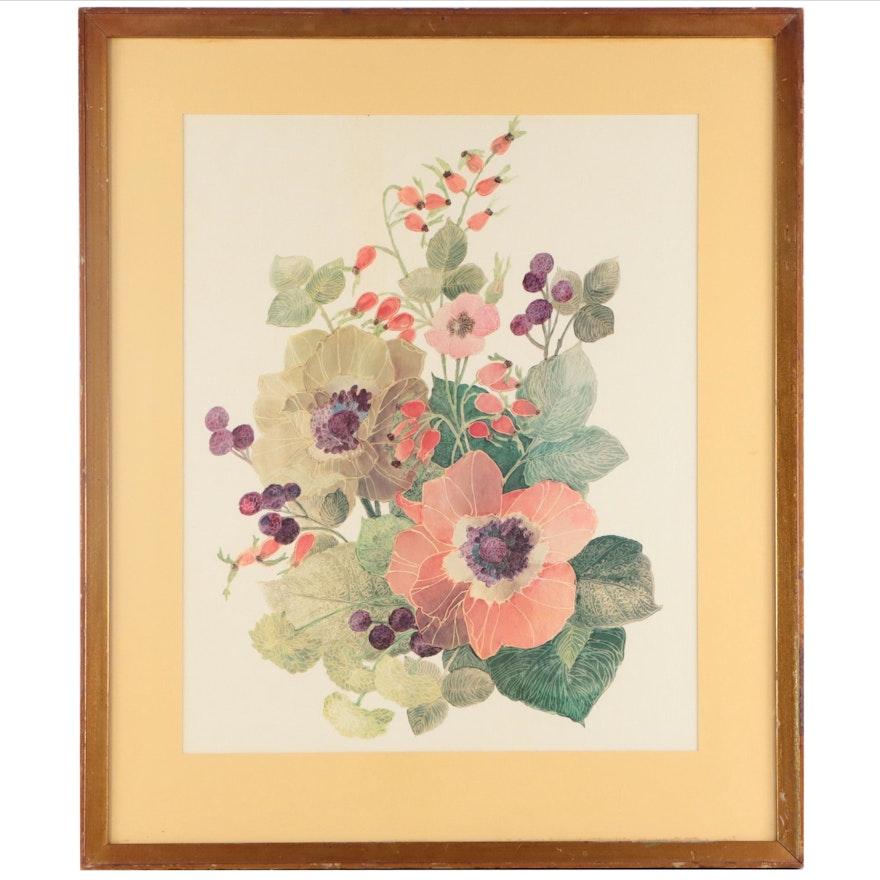 Offset Lithograph of Flowers