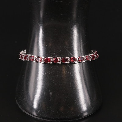 Sterling Garnet Line Bracelet