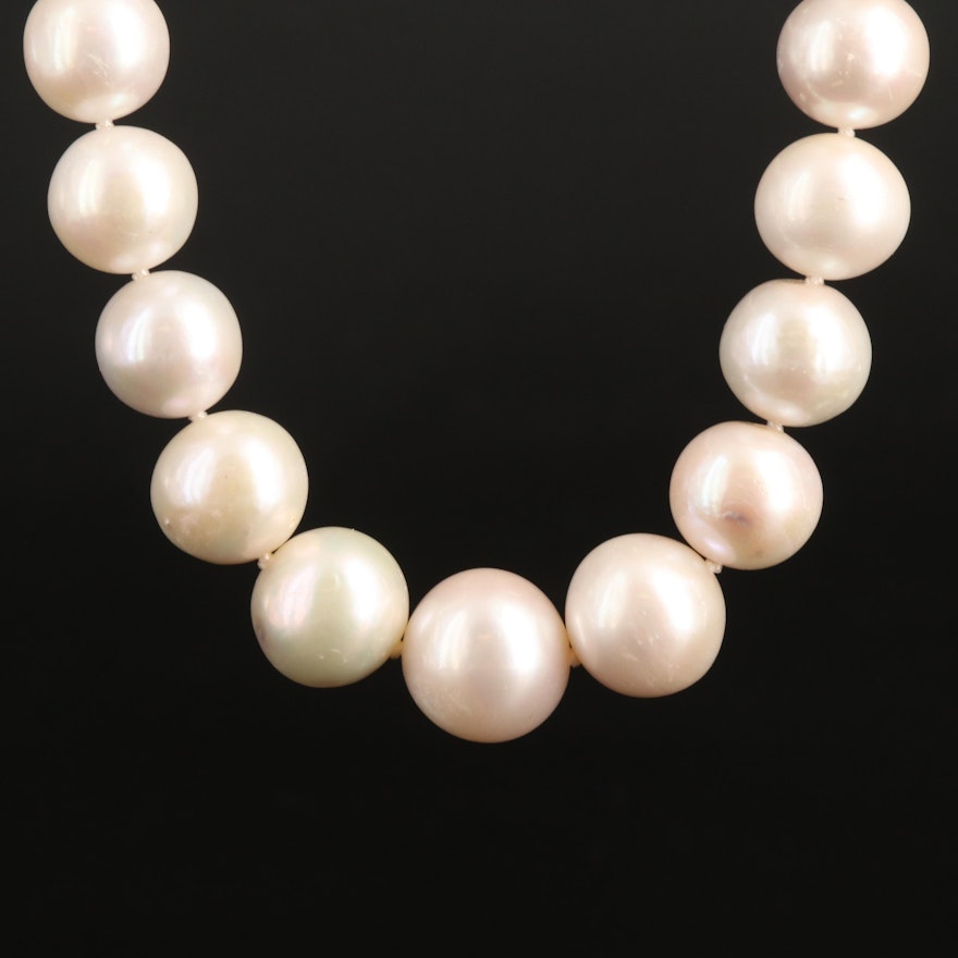 Graduated 11.00 - 14.00 mm Pearl Necklace with 14K Clasp