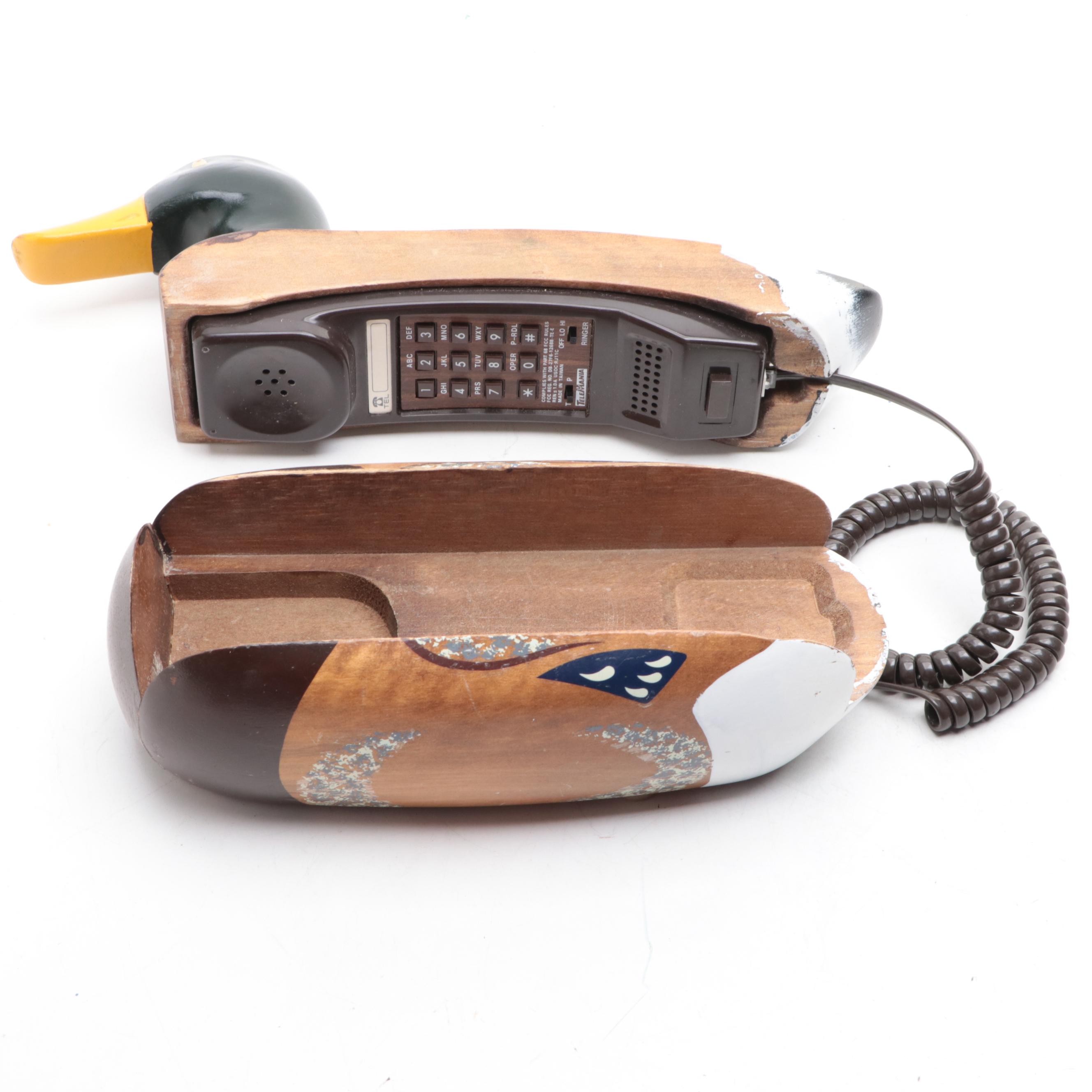 Telemania Wooden Mallard Duck Telephone in Disguise EBTH
