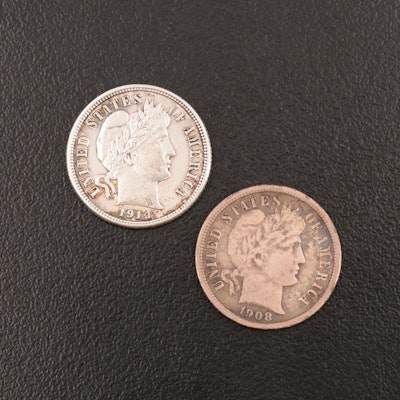 Two Barber Silver Dimes