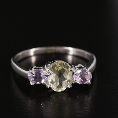 Sterling Citrine and Amethyst Ring