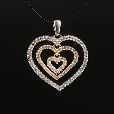 10K 0.33 CTW Diamond Heart Pendant