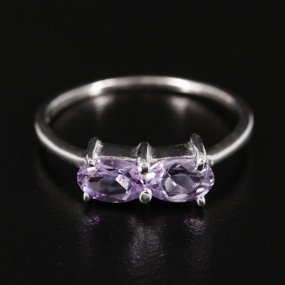 Sterling Amethyst Two Stone Ring