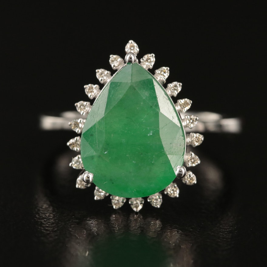 14K 3.53 CT Emerald and Diamond Ring