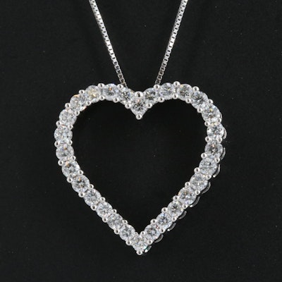 14K 1.00 CTW Lab Grown Diamond Heart Necklace with IGI Online Report