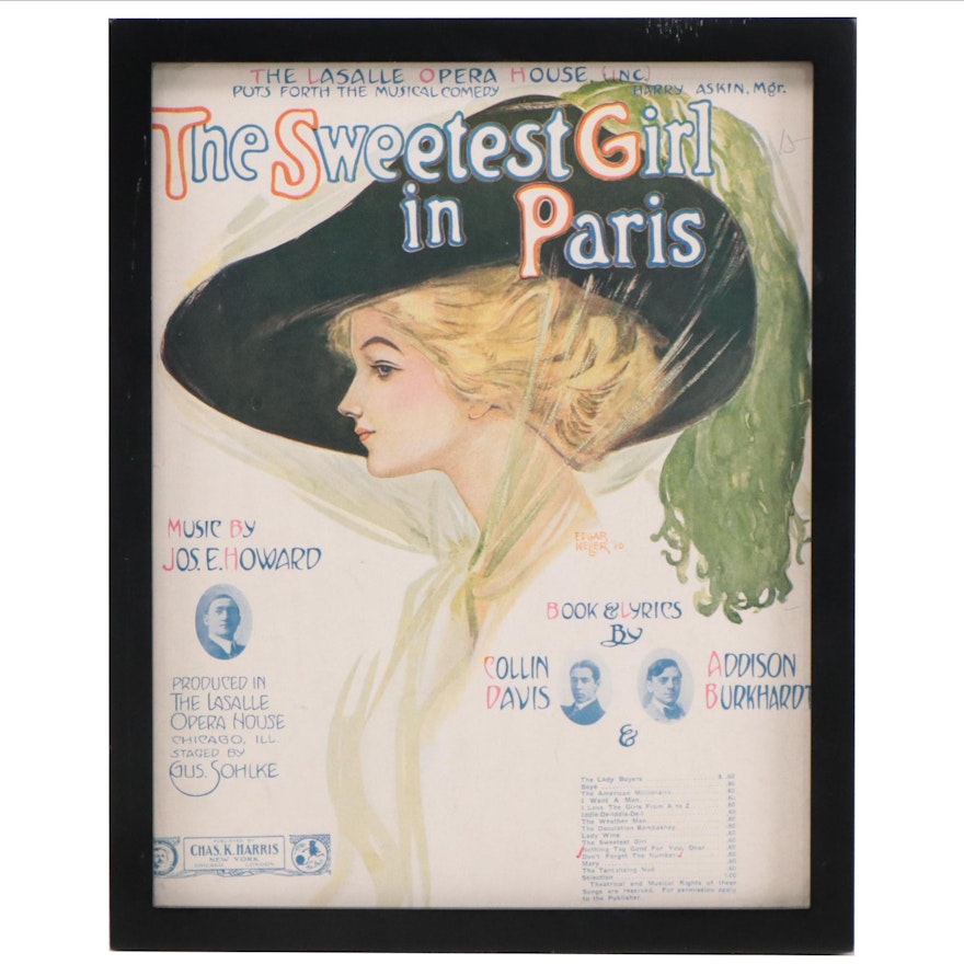 Letterpress Halftone Opera Advertisement "The Sweetest Girl in Paris"