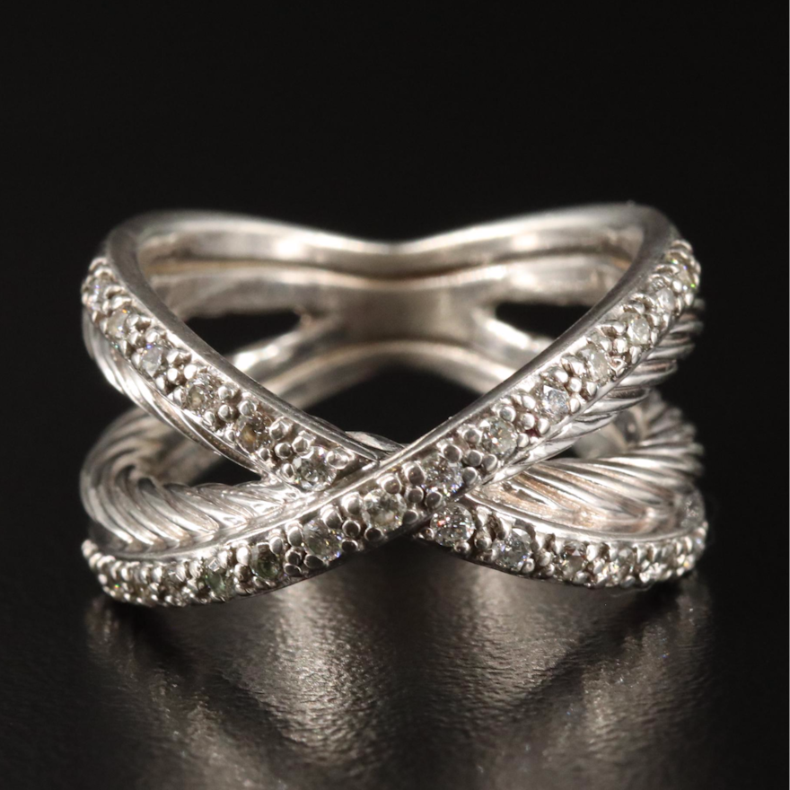 David Yurman Sterling Diamond Crossover Ring