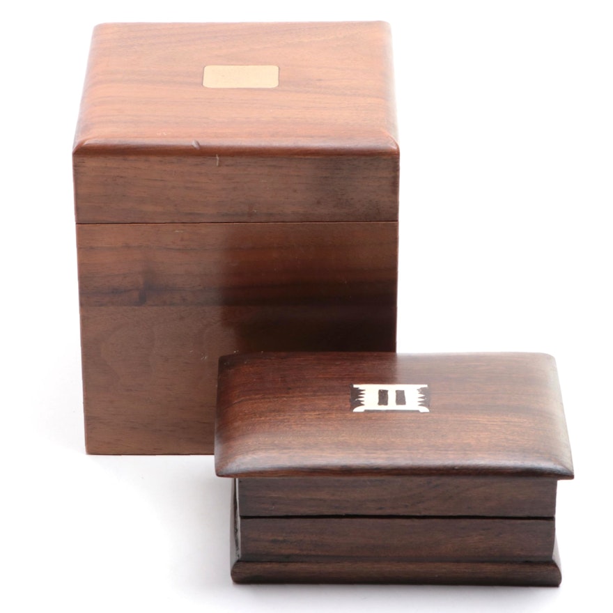 Decatur Industries Walnut Humidor with Other Bone Inlay Wooden Box