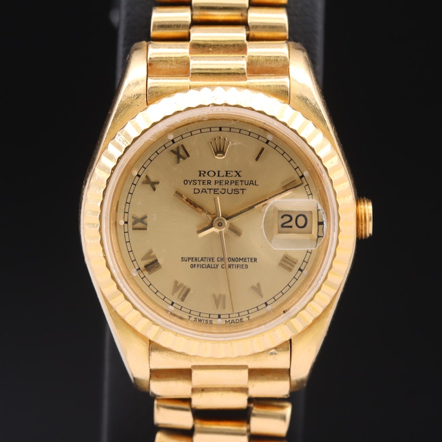 1985 18K Rolex Datejust President Bracelet Wristwatch