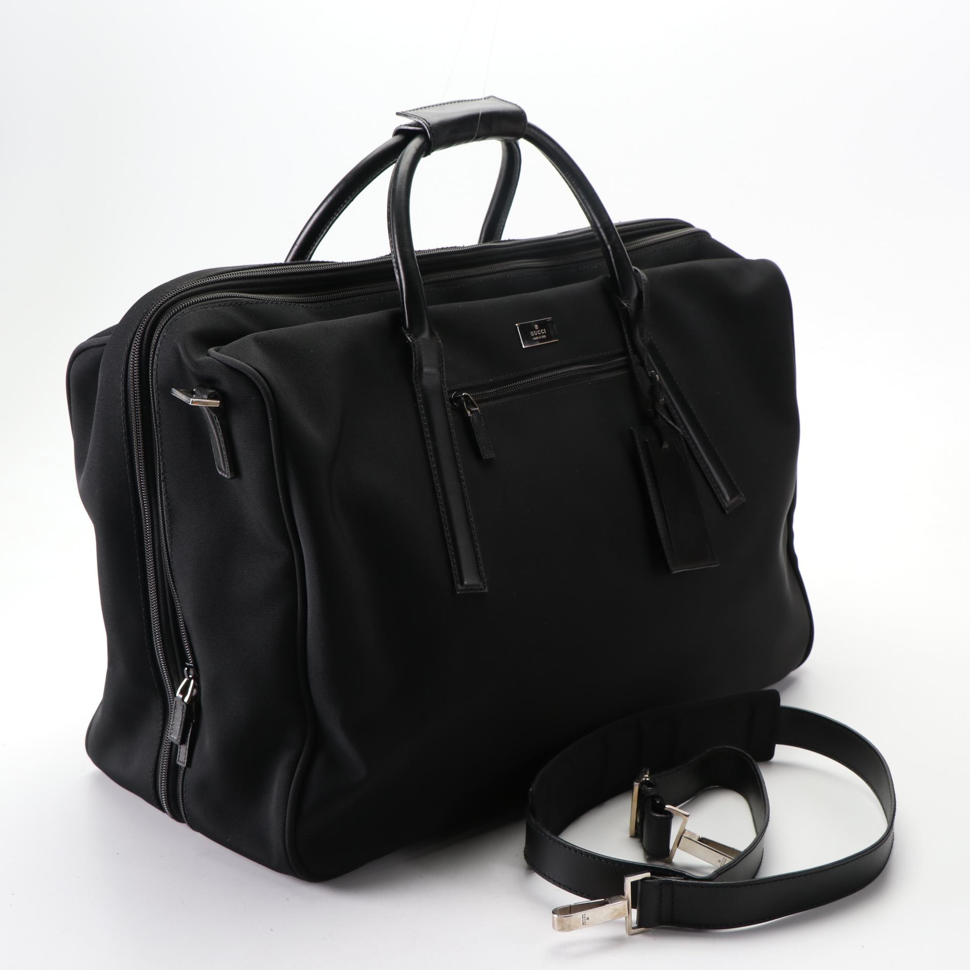 Gucci Weekender Travel Bag in Nylon Canvas and Leather EBTH