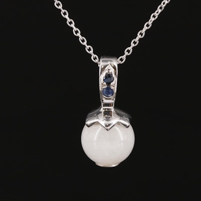 Sterling Chalcedony and Sapphire Pendant Necklace