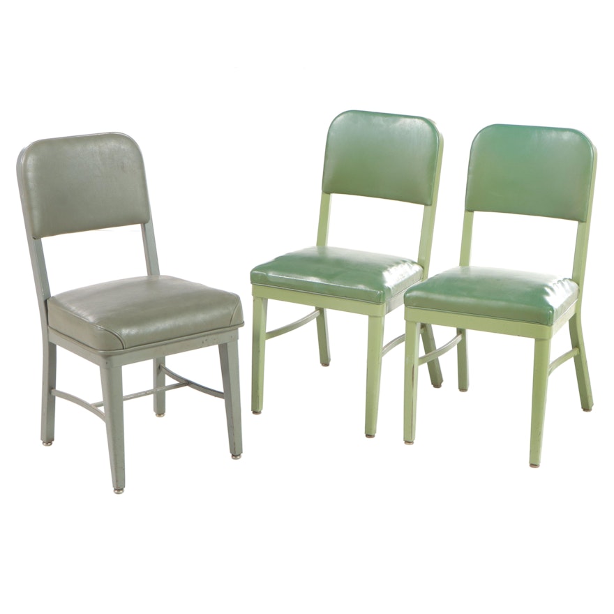 Three Royalmetal / Interroyal Industrial Painted Steel and Vinyl Chairs, 1970s