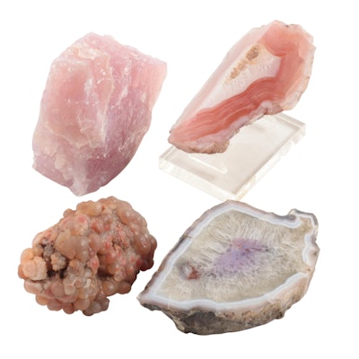 Agate, Amethyst, Rose Quartz and Botryoidal Chalcedony Mineral Specimens