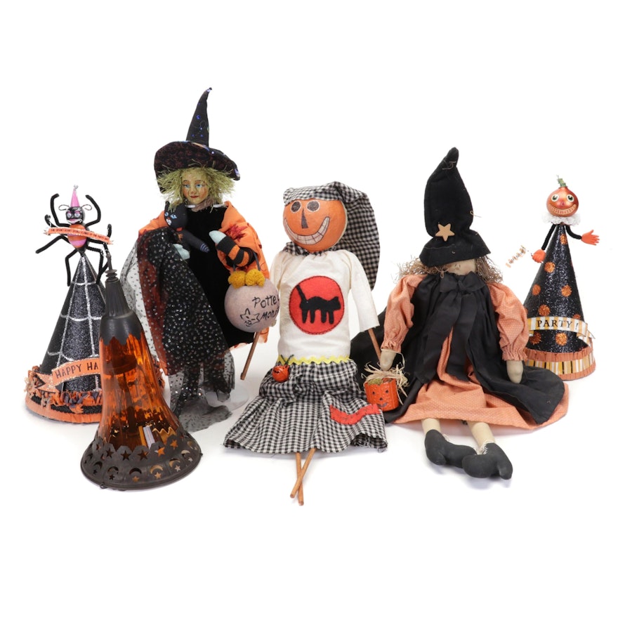 Margo Hubka with Other Dolls and Halloween Décor