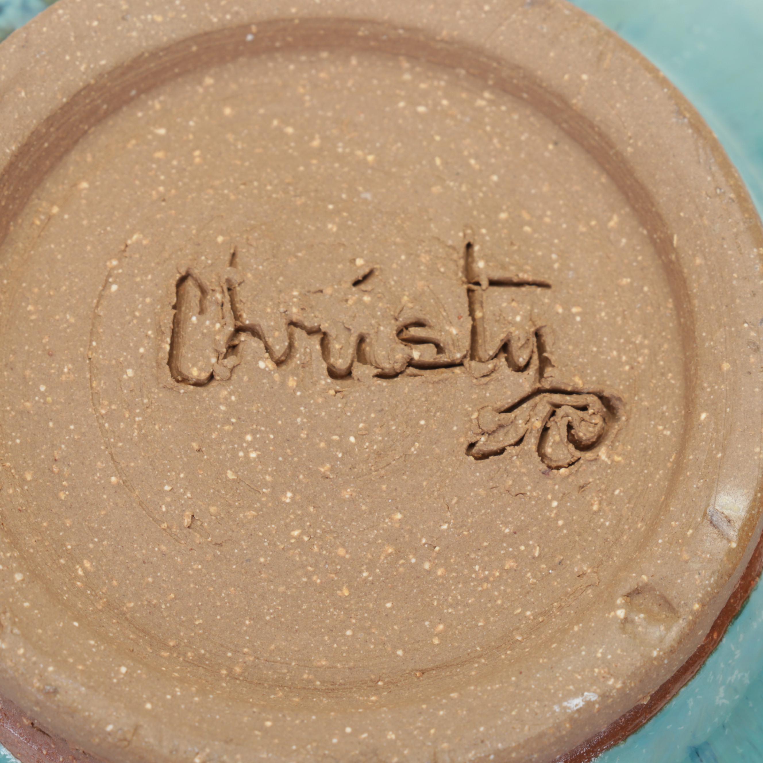 Michael HamlinSmith Ceramic Flower Brick, Bowl and Frog Door Knocker