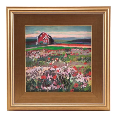 Agnes Rey Oil Painting "The Farm," 2022