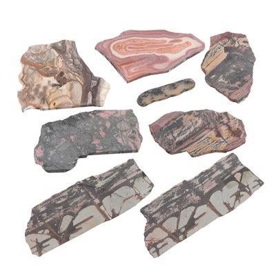 Death Valley Jasper, Rhodonite, Agate and Other Mineral Specimen Slices