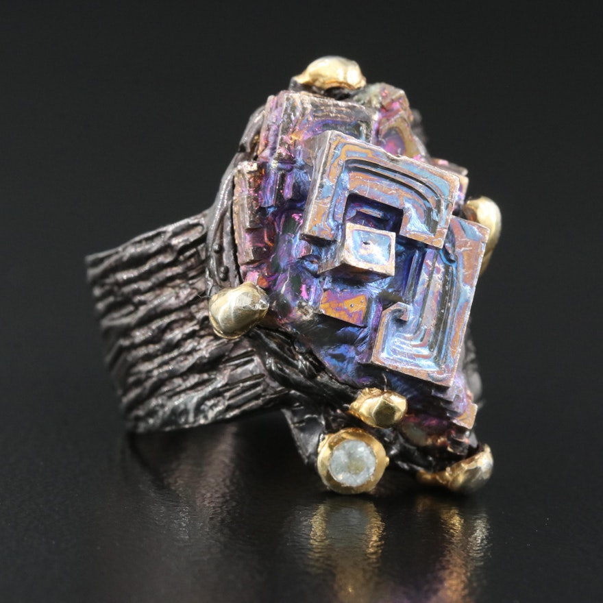 Sterling Bismuth and Topaz Ring