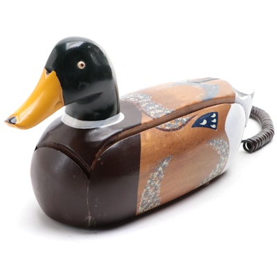 Telemania Wooden Mallard Duck Telephone in Disguise