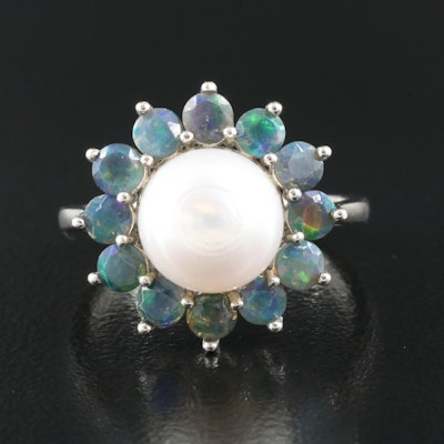Sterling Pearl and Opal Ring