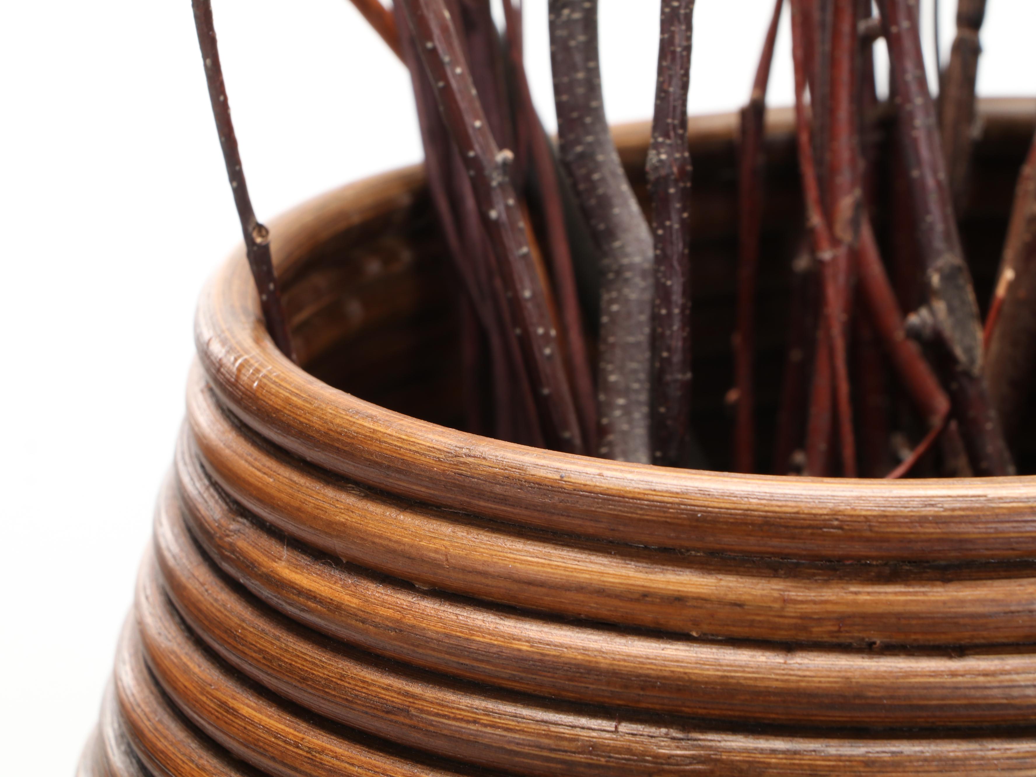 Wooden Floor Vase with Artificial Flowers EBTH