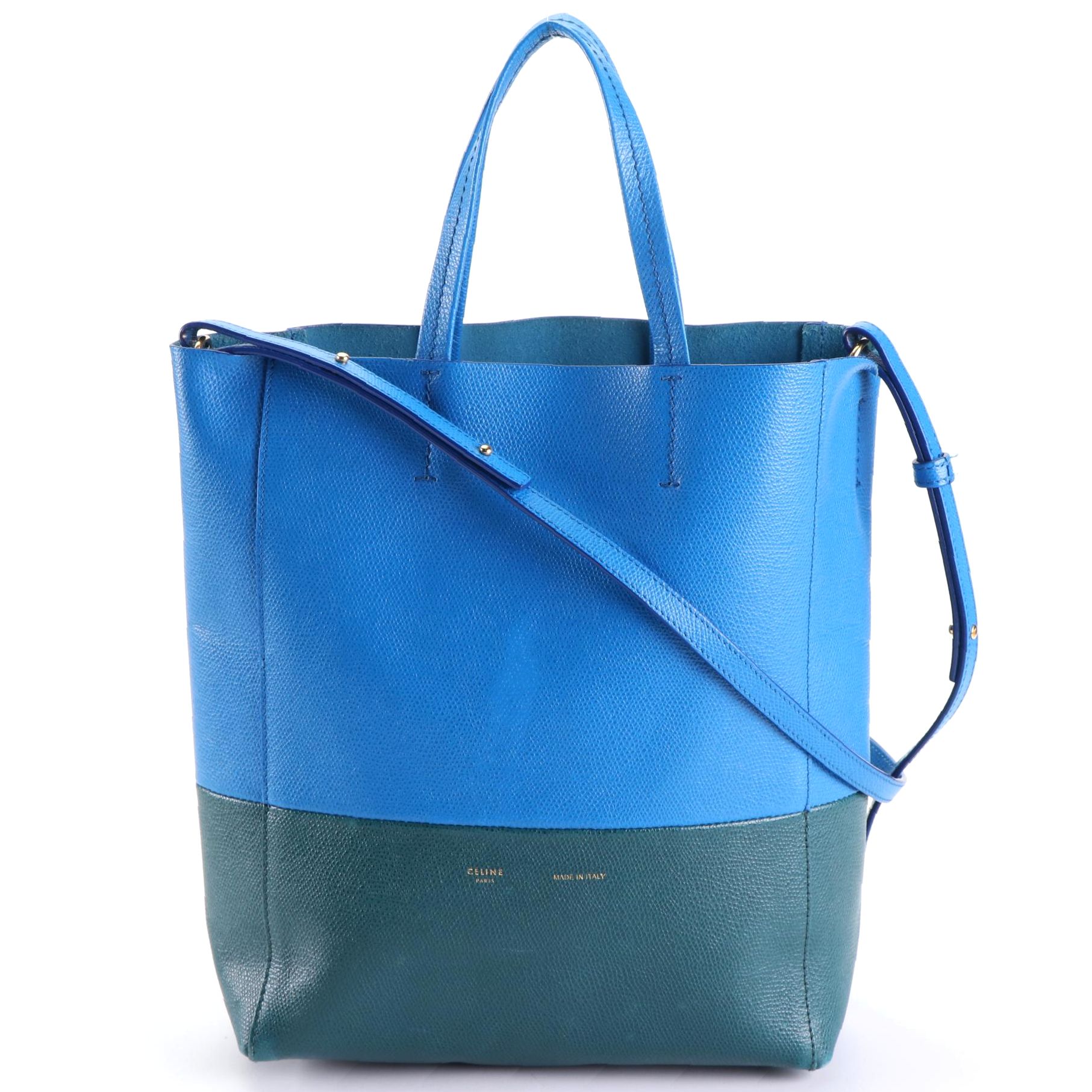 Céline Vertical Small Cabas Two-Way Tote Bag in Bicolor Grained ...