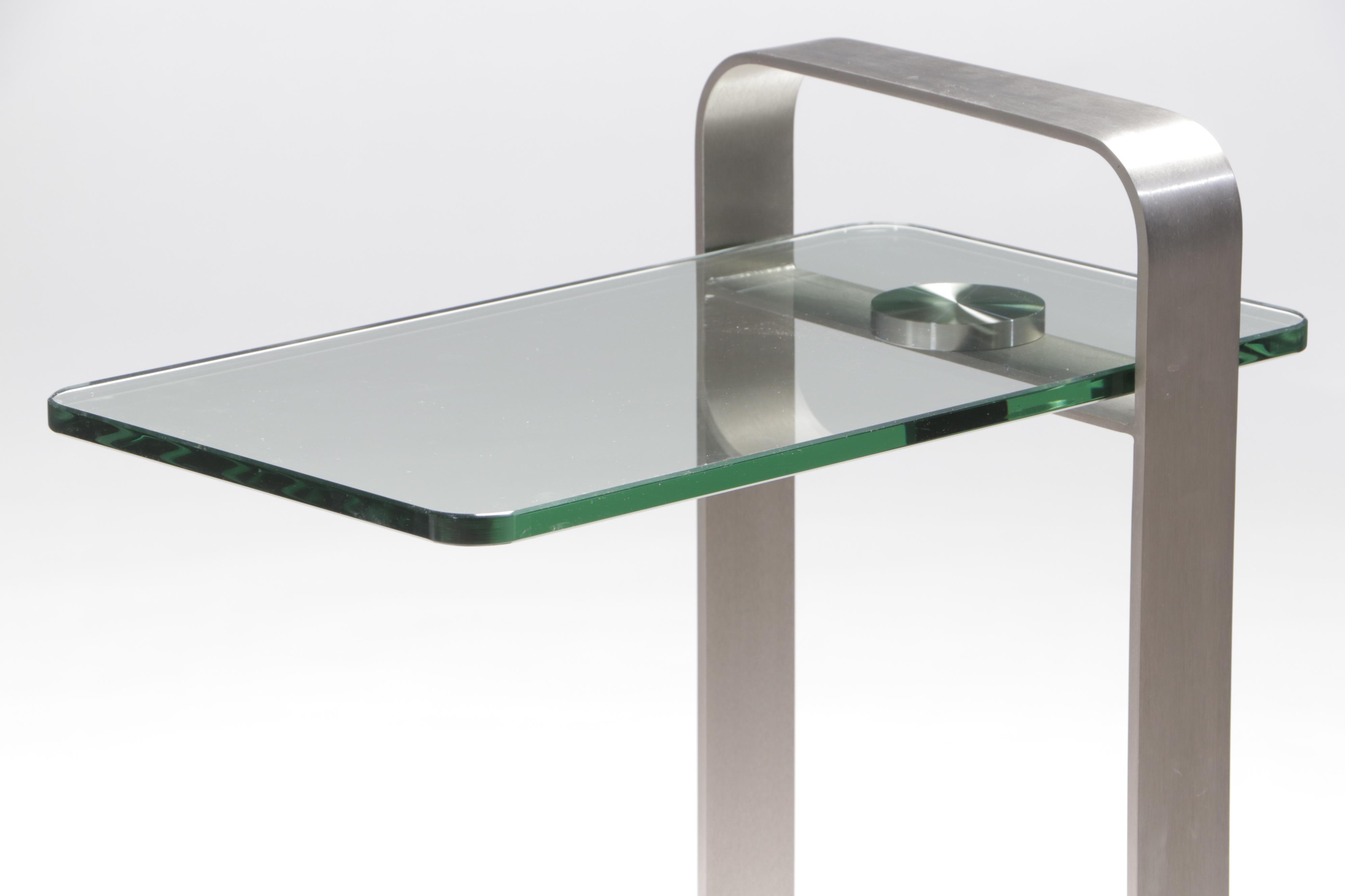 Modernist Style Steel and Glass Top CTable EBTH