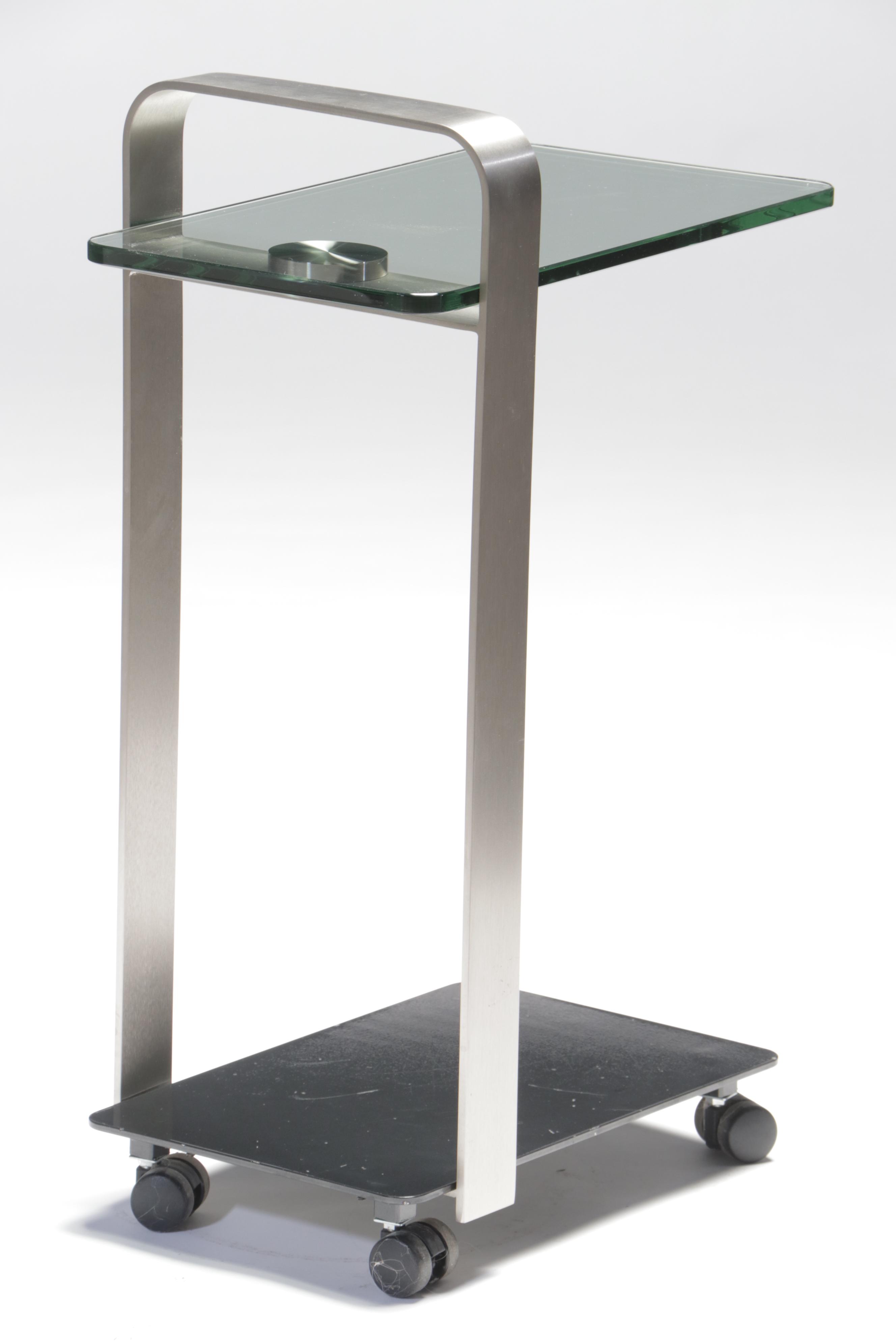Modernist Style Steel and Glass Top CTable EBTH