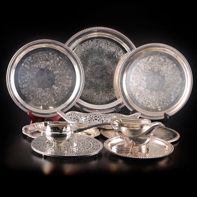 Homan Mfg. Co. and Other Silver Plate Trays and Table Accessories