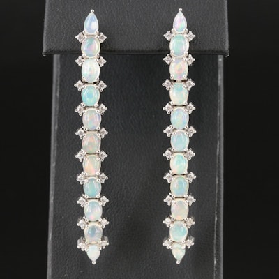 Sterling Opal and Cubic Zirconia Earrings