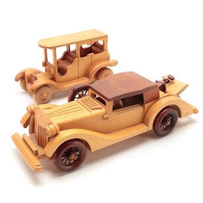 Auburn Speedster and Model T Style Carved Wooden Cars