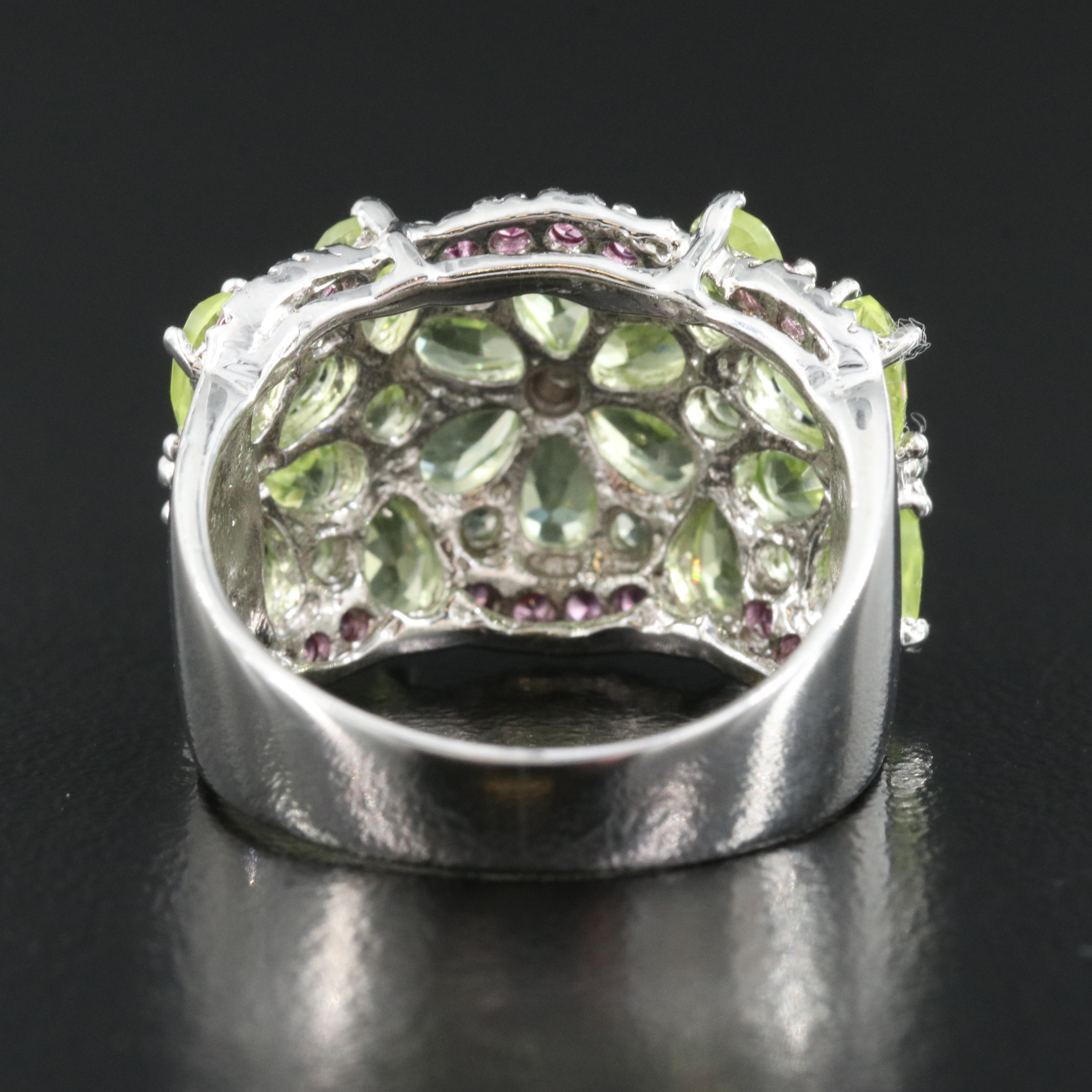 Sterling Peridot and Floral Ring EBTH