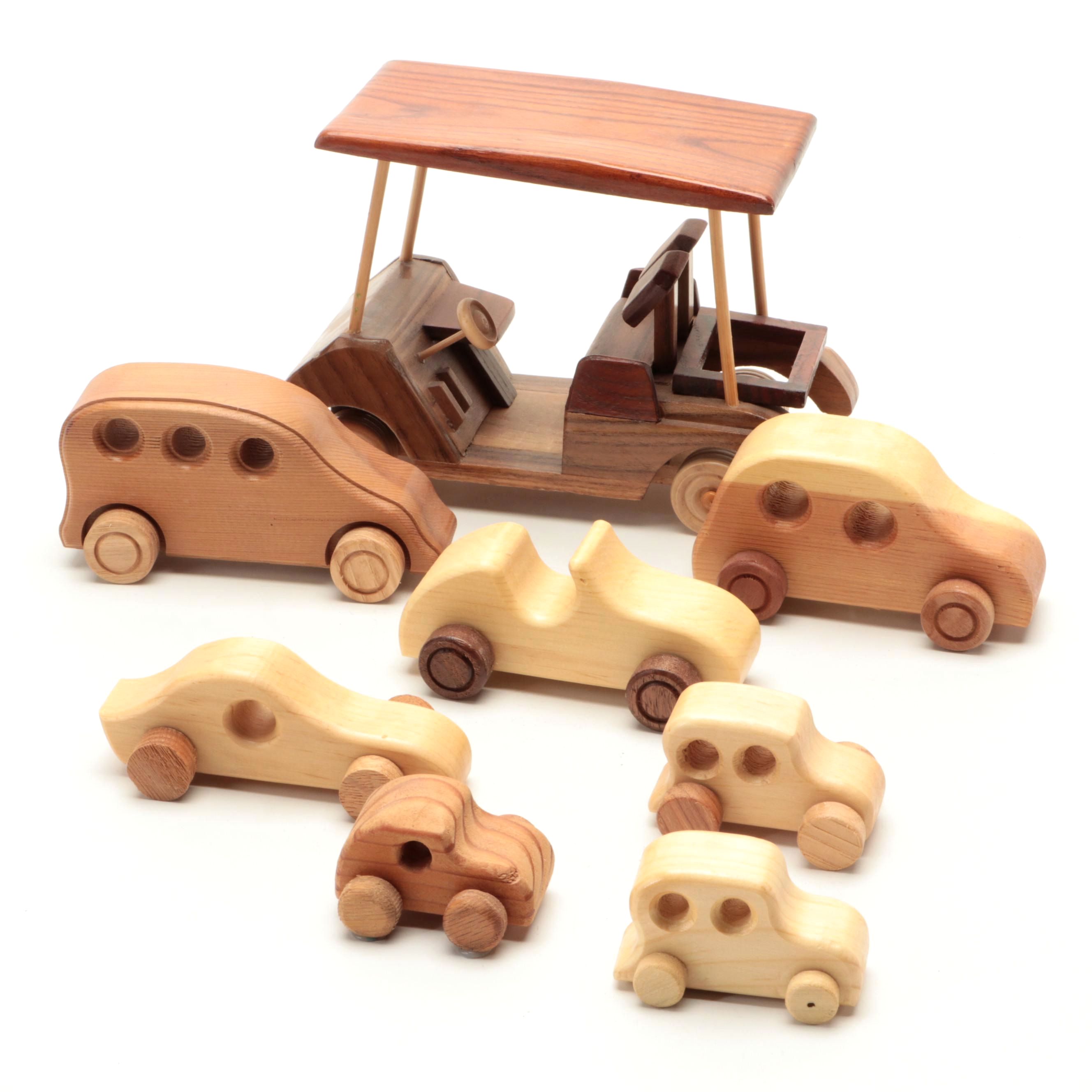 Ganz Wooden Golf Cart with Other Wooden Cars EBTH
