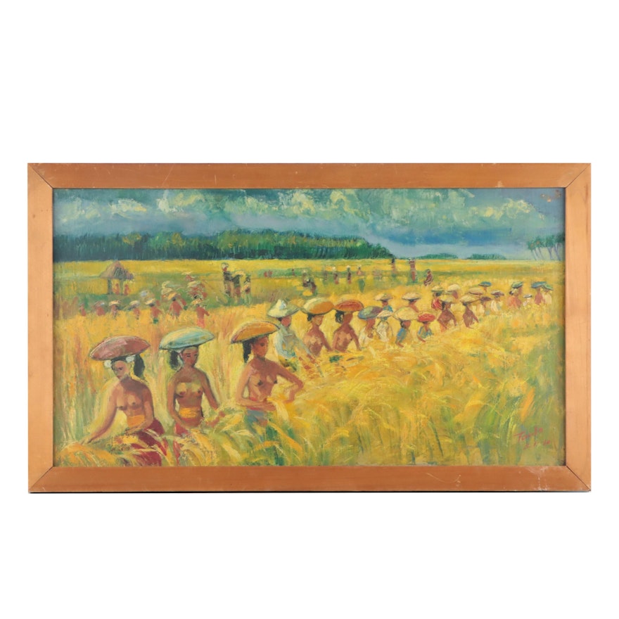 Oil Painting of Rice Harvest, 1960